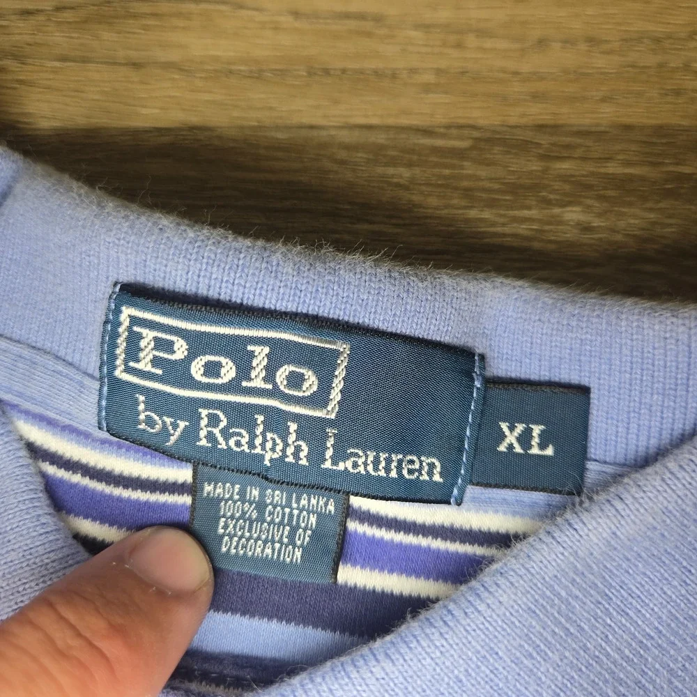 Vintage 90s Polo Ralph Lauren Shirt Mens XL Blue Striped Preppy Old Money Y2K